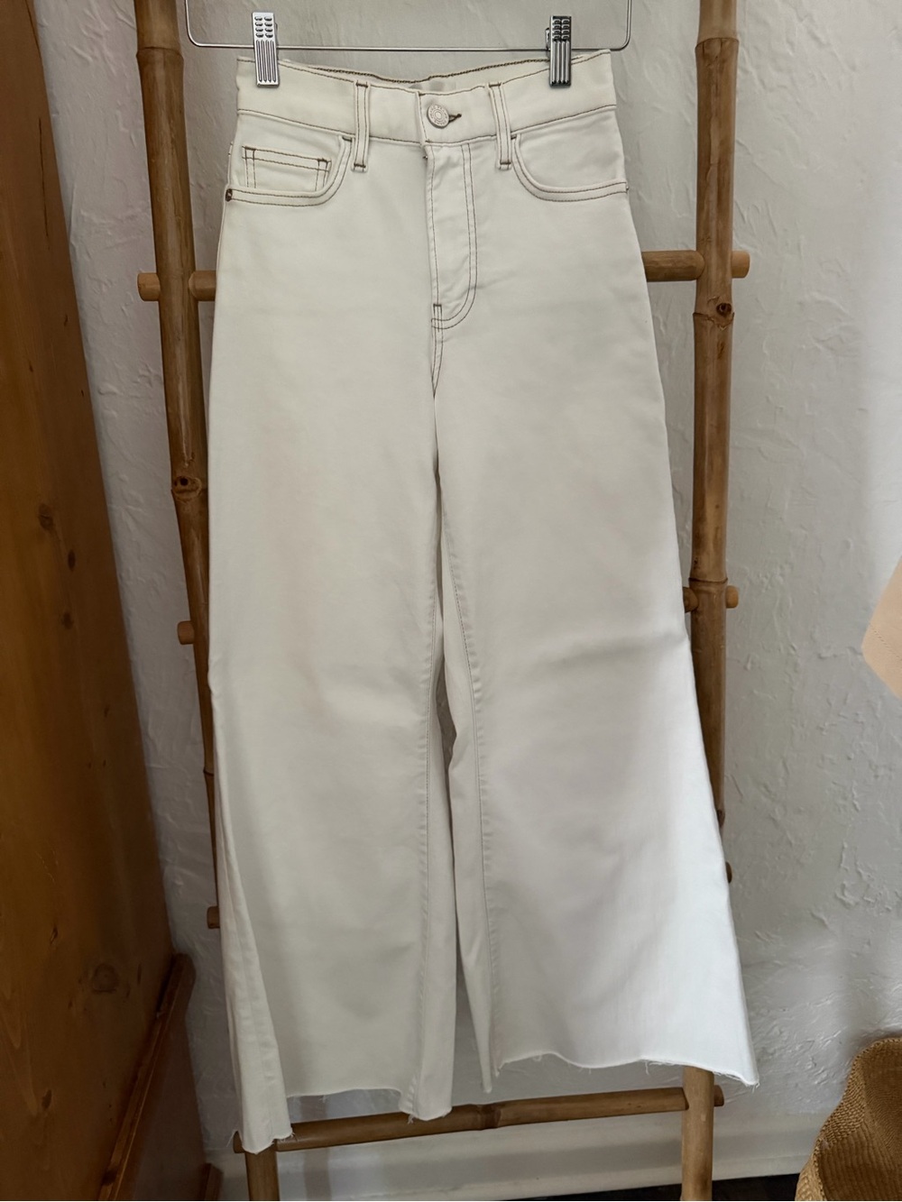 Frame Denim Off-White Wide Leg Jeans
